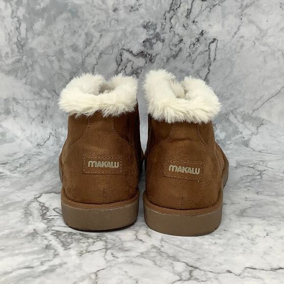 Makalu Sz 10 Chestnut Kora Ankle Winter Snow Boots Faux Fur Lined Lace Up OS13-7 - Picture 4 of 7